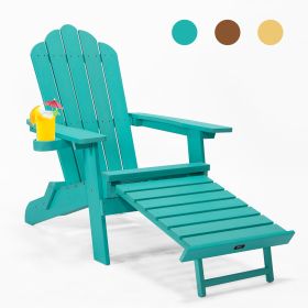 TALE Folding Adirondack Chair With Pullout Ottoman With Cup Holder (Option: AC02G)